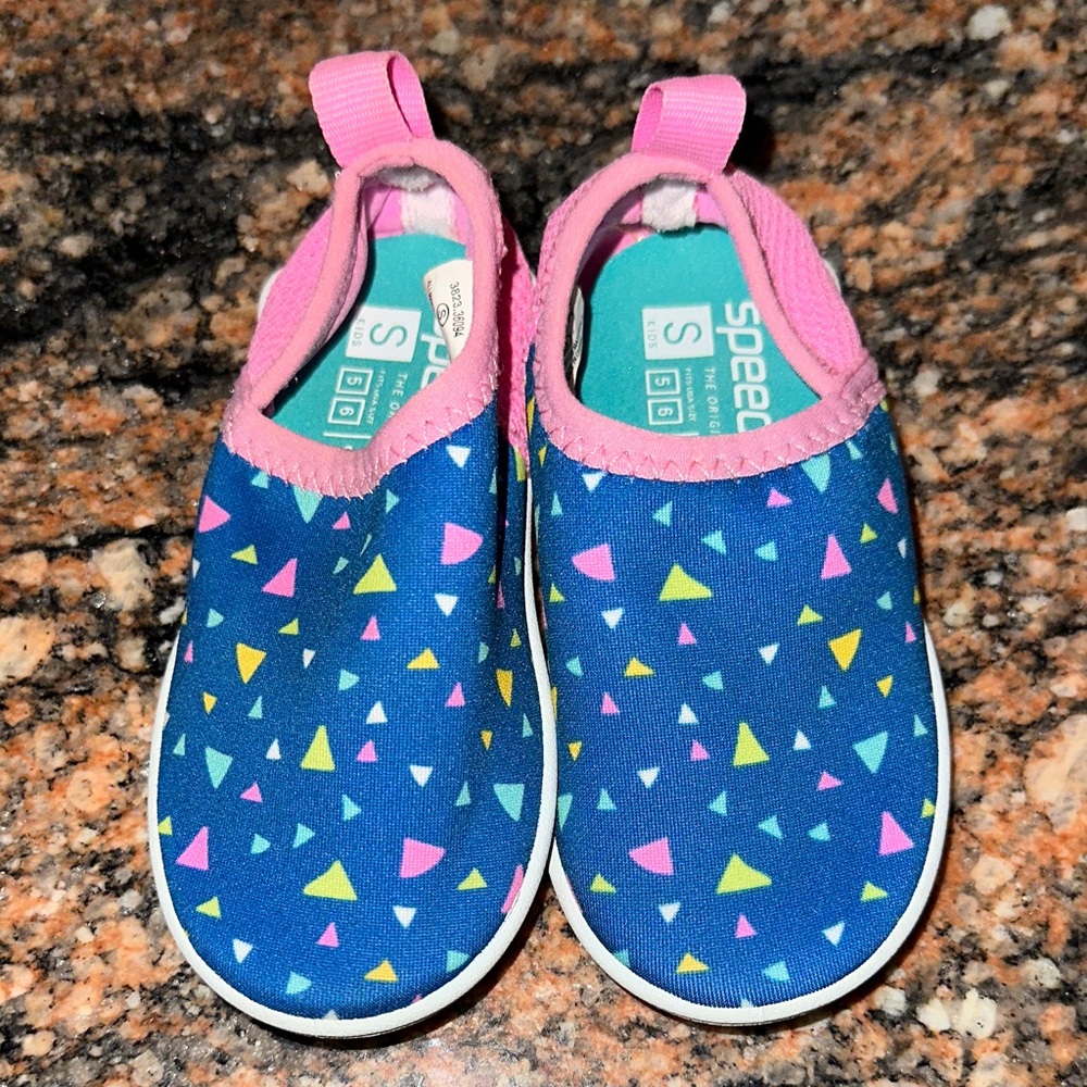Speedo Kids Water Shoes - Blue with Pink and Yellow Accents